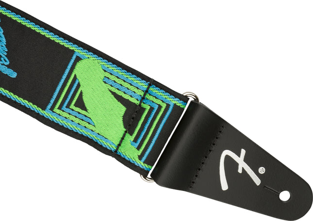 Fender Neon Monogram Guitar Strap,  Green/Blue  ( Neon-Monogram / NeonMonogram )