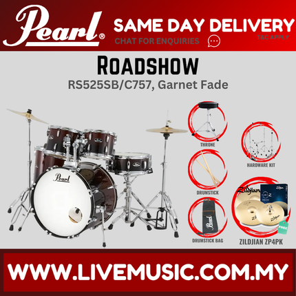 Pearl Roadshow RS525SB/C Drum Set with Zildjian ZP4PK Cymbal set, Drum Throne