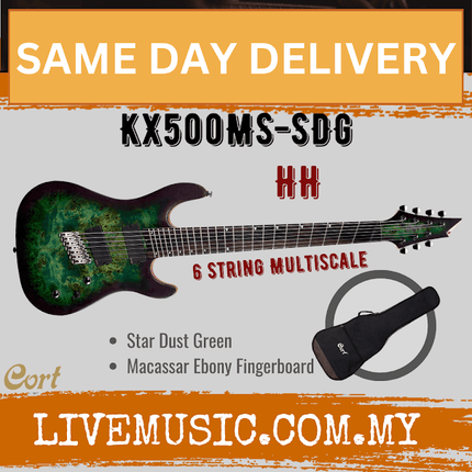 Cort KX500MS 6-Strings Electric Guitar Macassar Ebony Fretboard with Gig Bag - Star Dust Green (KX-500MS/KX 500MS)