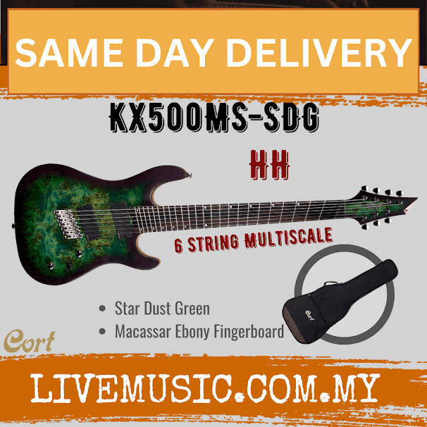 Cort KX500MS 6-Strings Electric Guitar Macassar Ebony Fretboard with Gig Bag - Star Dust Green (KX-500MS/KX 500MS)