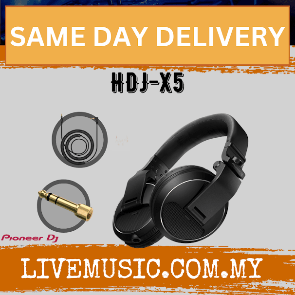Pioneer DJ HDJ-X5 Professional DJ Headphones - Black / Silver (HDJ X5/HDJX5)