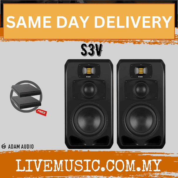 ADAM Audio S3V 9 inch 3-way Powered Midfield Studio Monitor With Speaker Stand And Isolation Pad - Pair ( S-3V / S 3V )