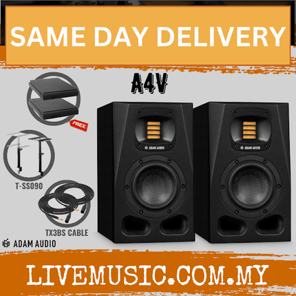 ADAM Audio A4V 4-inch Powered Studio Monitor With Speaker Stand and Isolation Pad - Pair ( A4V / A 4V )