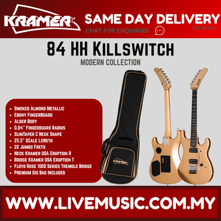 Kramer 84 HH Kill Switch Electric Guitar with Premium Gig Bag - Smoked Almond Metallic