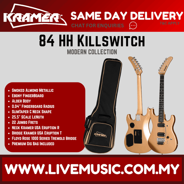 Kramer 84 HH Kill Switch Electric Guitar with Premium Gig Bag - Smoked Almond Metallic