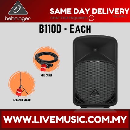 Behringer Eurolive B110D 300-Watt 10" Powered Speaker w/Wireless Mic, Speaker Stand & Cable - Each/Pair (B-110D B 110D)