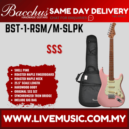 Bacchus Bst-1-rsm/M Universe Series Roasted Maple Electric Guitar - Shell Pink ( BST1 / BST1RSMM / BST 1 RSM M )