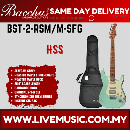 Bacchus BST-2-RSM/M Electric Guitar, Roasted Maple Fretboard - Seafoam Green (BST2RSM/BST-2-RSM)
