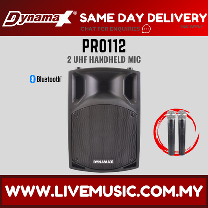 Dynamax PRO112 12" Bluetooth Portable PA System w/2 Handheld ( PRO-112 / PRO 112 )