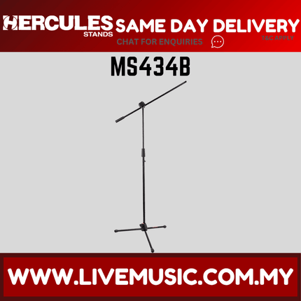 Hercules MS434B Quick Turn Tripod Microphone Stand With 3 in 1 Boom ( MS-434B / MS 434B )