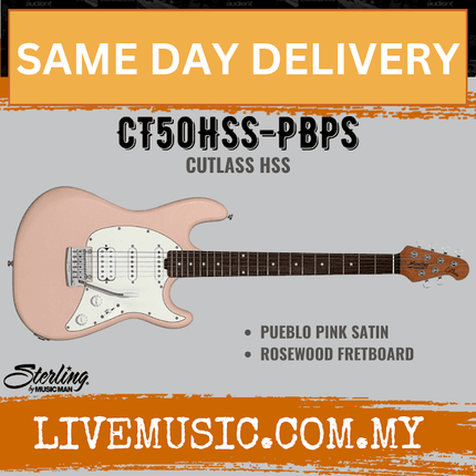 Sterling Cutlass CT50HSS Electric Guitar, Rosewood Fretboard - Pueblo Pink Satin (CT50-HSS/CT 50HSS)