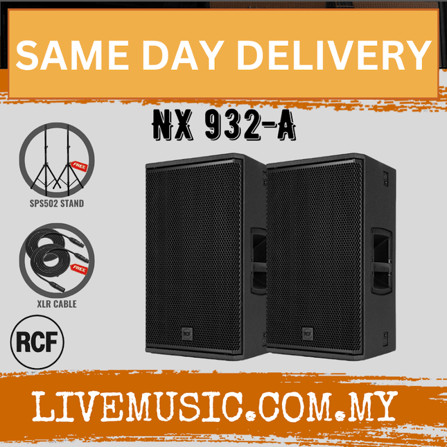 RCF NX 932-A 12'' 2-Way Active Speaker w/Speaker Stand And Cable - Black - Each / Pair ( NX932 / NX932A )