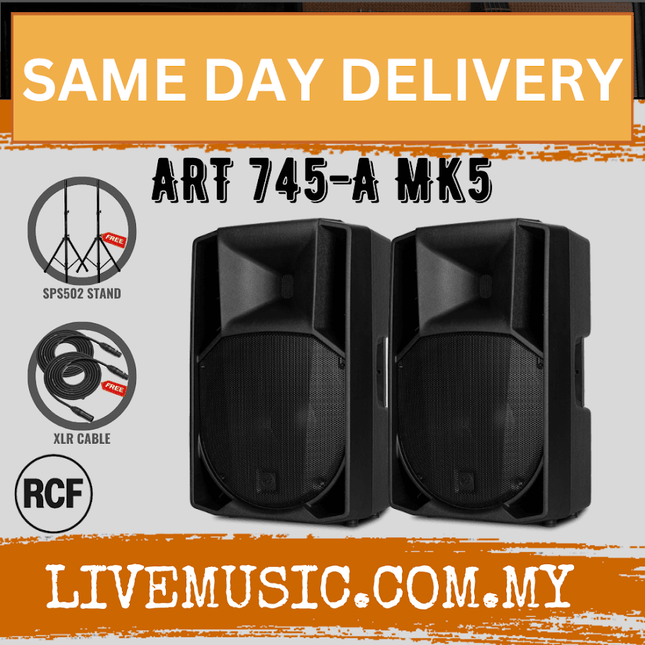 RCF ART 745-A MK5 15" 1400W 2-way Active Powered Speaker w/Speaker Stand - Each / Pair ( ART745A / ART745 / MK5 )