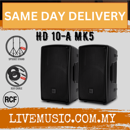 RCF HD 10-A MK5 10" Active 2-Way Speaker With Speaker Stand And Cable - Each / Pair ( HD10A / HD 10A / MK5 )