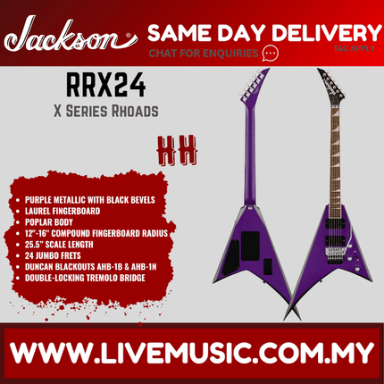 Jackson X Series Rhoads RRX24 Electric Guitar, Laurel FB, Purple Metallic with Black Bevels