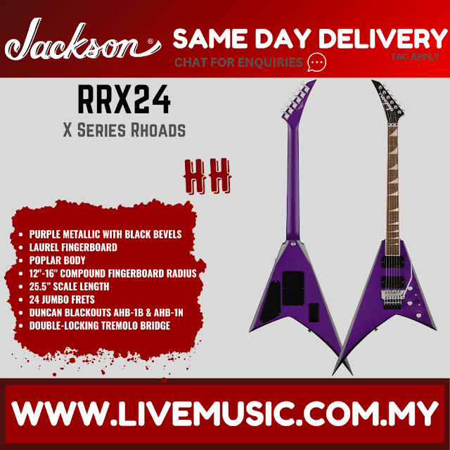Jackson X Series Rhoads RRX24 Electric Guitar, Laurel FB, Purple Metallic with Black Bevels