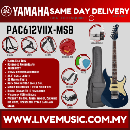 Yamaha Pacifica PAC612VIIX-MSB Electric Guitar - Matte Silk Blue( PAC 612VIIX / PAC-612VIIX )