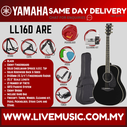 Yamaha LL16D ARE Original Jumbo Acoustic-electric Guitar -  Black ( LL16D-ARE )