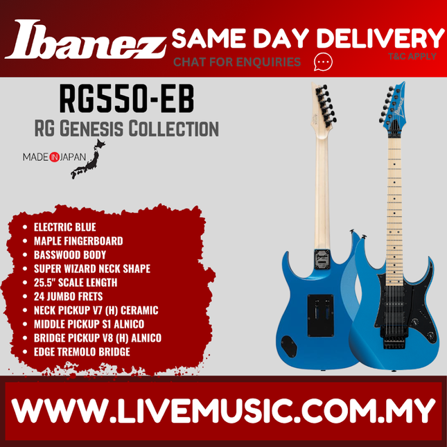 Ibanez RG550 Genesis Collection Electric Guitar MADE IN JAPAN - ( RG 550 / RG-550 )-Electric Blue