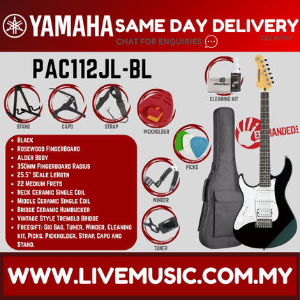 Yamaha PAC112JL Pacifica Left-Handed Electric Guitar - Black ( PAC 112JL )