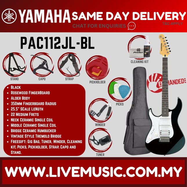 Yamaha PAC112JL Pacifica Left-Handed Electric Guitar - Black ( PAC 112JL )