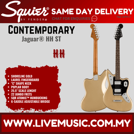 Squier Contemporary Jaguar HH Electric Guitar, Laurel Fretboard - Shoreline Gold