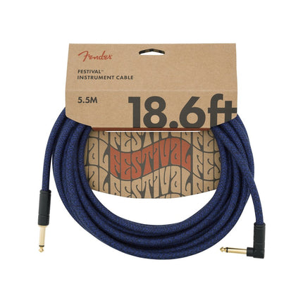 Fender Festival Hemp Angled Instrument Cable, 18.6ft, Pure Hemp - Blue Dream