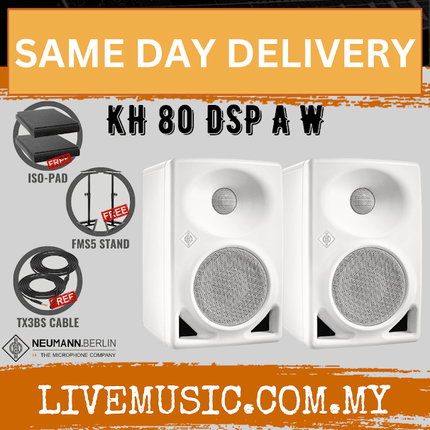Neumann KH 80 DSP 4" Powered Studio Monitor w/Monitor Stand And Isolation Pad (White) - Pair ( KH80 DSP )