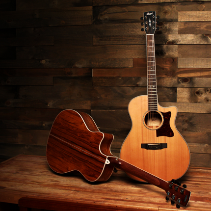 Cort GA5F-CB Acoustic-Electric Guitar with Gig Bag - Natural Open Pore (GA5F CB/GA5FCB)