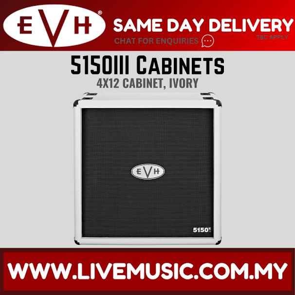 EVH 5150III 4x12 Straight Guitar Amplifier Extension Cabinet - Black/Ivory