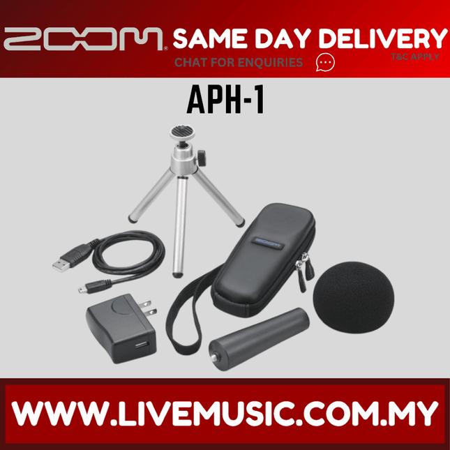 Zoom APH-1 accessory pack: tripod stand, cables, mic case, windscreen, adapter, small parts