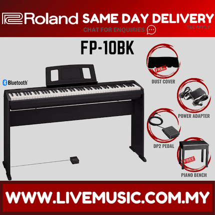 Roland FP-10 88-key Digital Piano with Bench, Stand, DP-2 Pedal, Note Stand and Adapter (FP 10/FP10/RH-5)