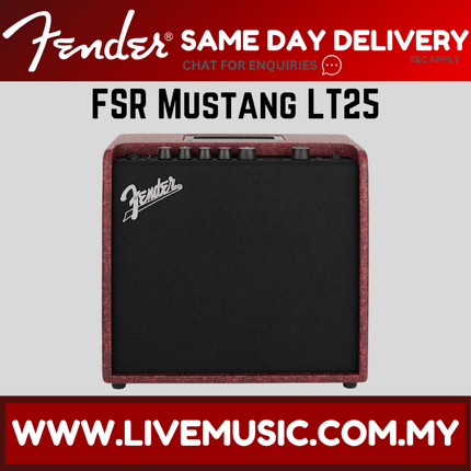 Fender FSR Mustang LT25 Guitar Combo Amplifier, Wine Red, 230V UK