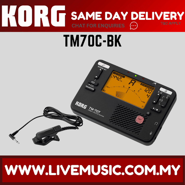Korg TM70C Combined Metronome and Chromatic Tuner - White / Black ( TM-70C TM 70C )