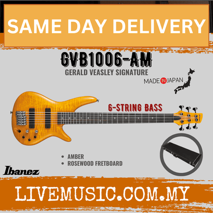 Ibanez GVB1006-AM Gerard Veasley Signature 6-String Electric Bass w/Case, Amber ( GVB1006 AM / GVB1006AM )