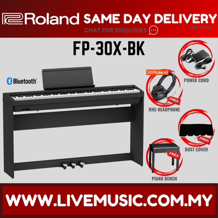 Roland FP-30X 88-key Digital Piano w/ Headphone and Adapter - Black  ( FP30X / FP-30 / FP30 / ES120 / ES-120 )