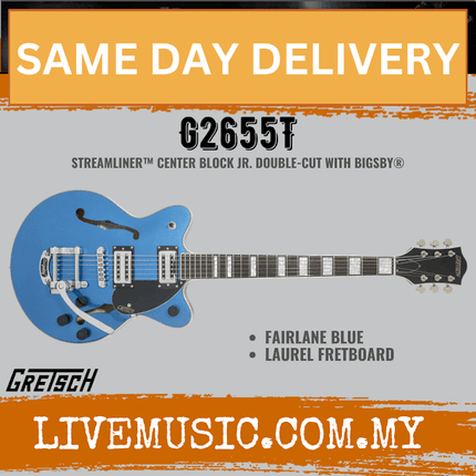 Gretsch G2655T Streamliner Centre Block Jr Double-Cut Guitar w/Bigsby, Fairlane Blue