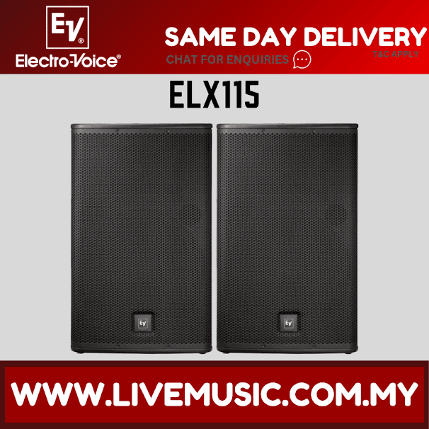 EV Electro-Voice ELX115 1600W 15" Passive Speaker With Speaker Stand And Cable - Pair ( ELX-115 / ELX 115 )