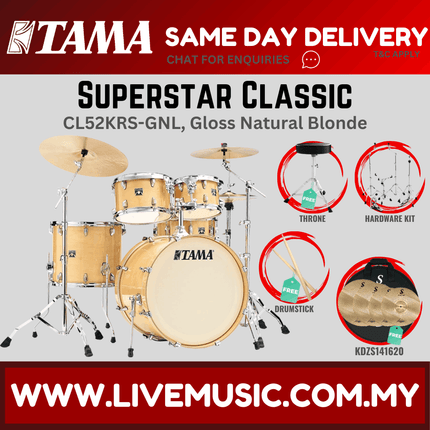 Tama Superstar Classic CL52KRS 5-Piece With KDZS141620 Silent Cymbal Set - ( CL-52KRS )