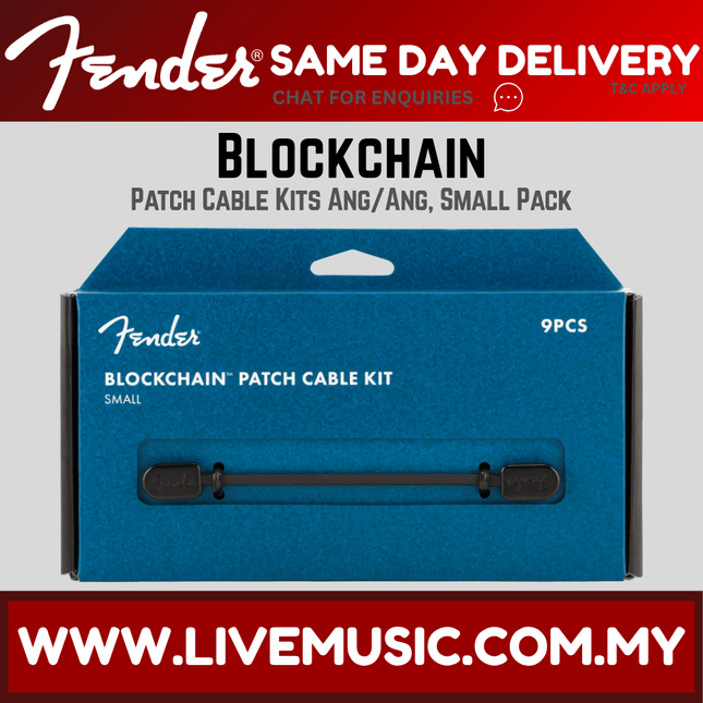 Fender Blockchain patch cable kit, small, black box with patch cable connectors