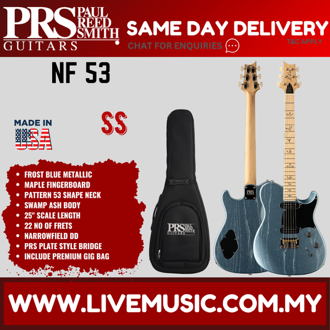 PRS NF 53 Satin Electric Guitar, Matcha Green / Frost Blue Metallic
