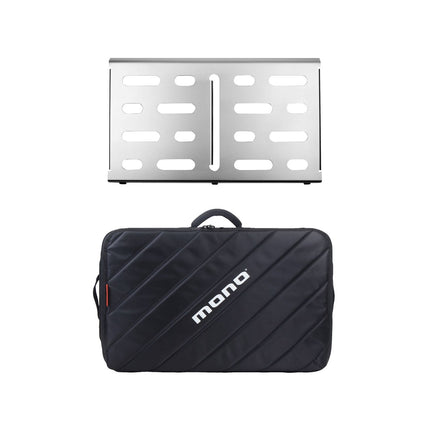 MONO Pedalboard Small, Black + Club Accessory Case 2.0 - Silver (PFX-PB-S-SLV-BDL)
