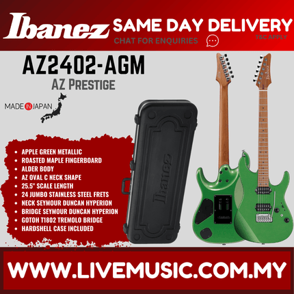 Ibanez AZ2402-AGM AZ Prestige Series Electric Guitar, Apple Green Metallic (AZ2402 AGM / AZ2402AGM)