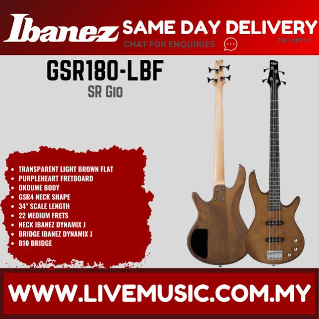 Ibanez Gio GSR180 4-String Bass Guitar,Purpleheart FB - ( GSR-180 / GSR 180 )-Light Brown Flat