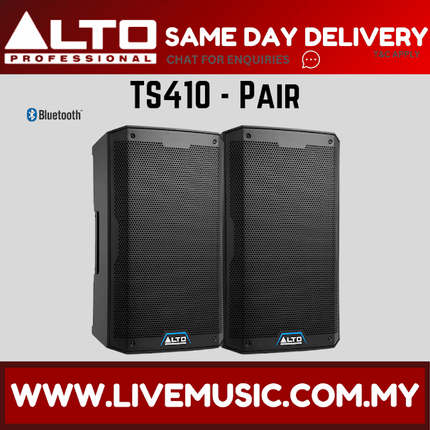 Alto TS410 2000W 10" Powered Speaker w/UG-88HH Wireless Mic, Speaker Stand and Cable - Pair/Each( TS-410 TS 410 )