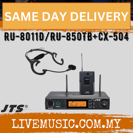JTS RU-8011D/RU-850TB+CX-504 UHF single channel PLL diversity receiver with Plastic Body-pack transmitter + headworn microphone