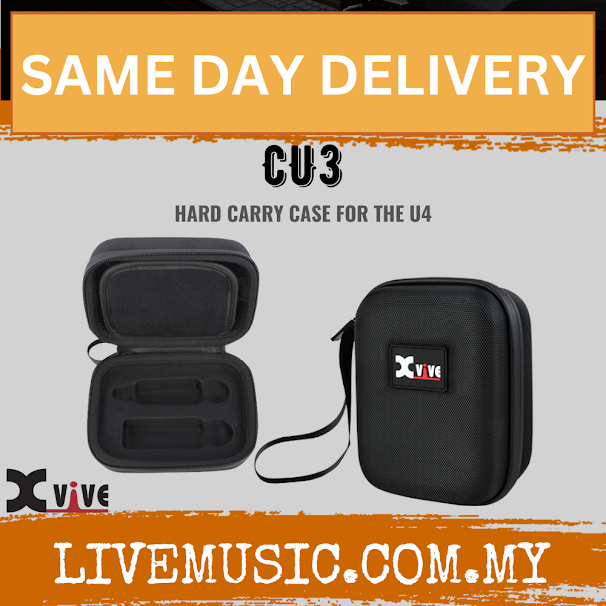 Xvive CU3 hard EVA travel case with zip and foam inserts, black.