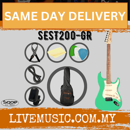 SQOE SEST200 Stratocaster SSS 6-String Electric Guitar Rosewood Fretboard - Green ( SEST 200 / SEST-200 )