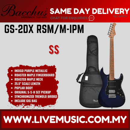 Bacchus GS-2DX RSM/M Universe Series Roasted Maple Electric Guitar - Indigo Purple ( GS2DXRSMM / GS2DX )