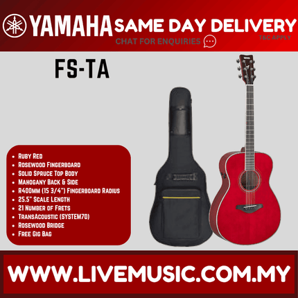 Yamaha FS-TA TransAcoustic Concert Acoustic Electric Guitar - Ruby Red ( FSTA / FS TA )